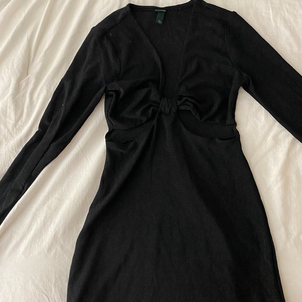 Black Long-Sleeve Mini Dress